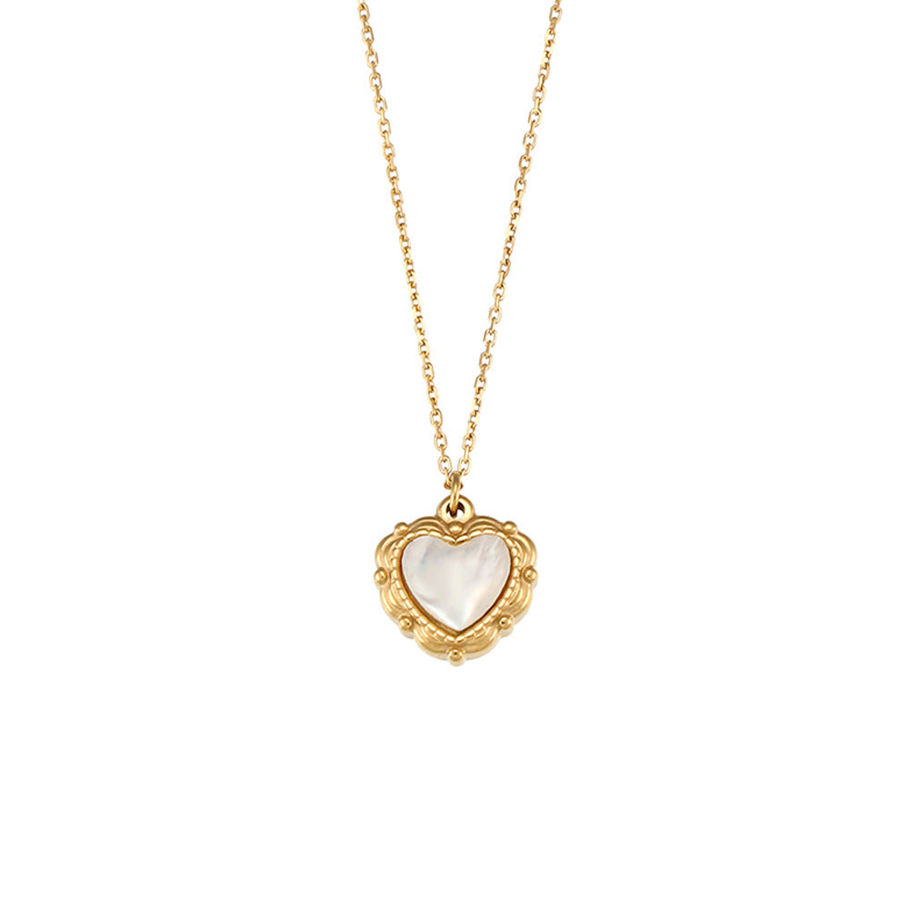 18k Gold Plating Vintage Shell Love Necklace