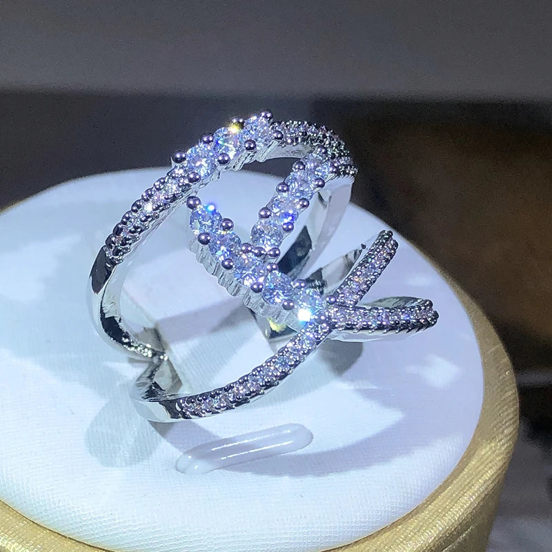 Creative wrap-around zircon sterling silver ring