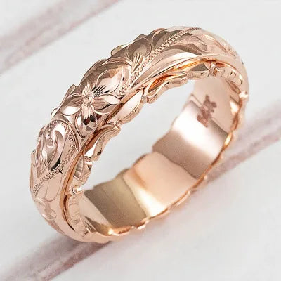 Yellow Gold Rose Flower Ring