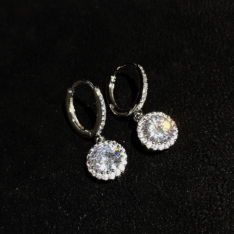 Temperament Fire Colorful Crystals 2 Karat Flower Earrings