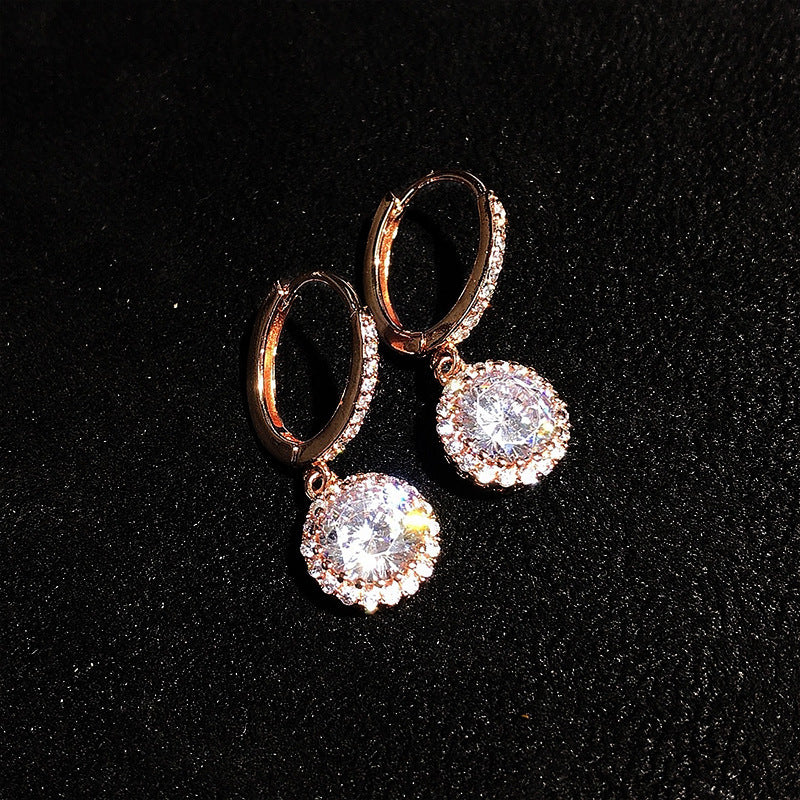 Temperament Fire Colorful Crystals 2 Karat Flower Earrings